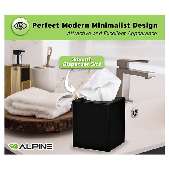 Matte black tissue box cover - Picture 3 of 7